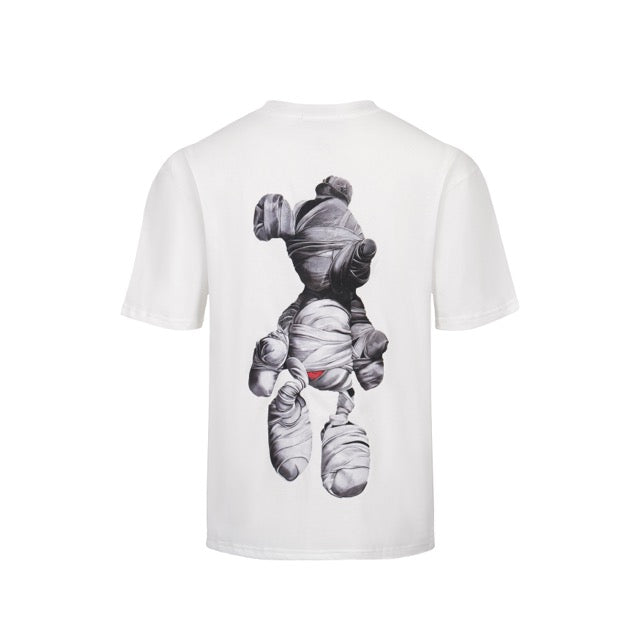 Men's white comfortable cotton cartoon short sleeve T-shirt